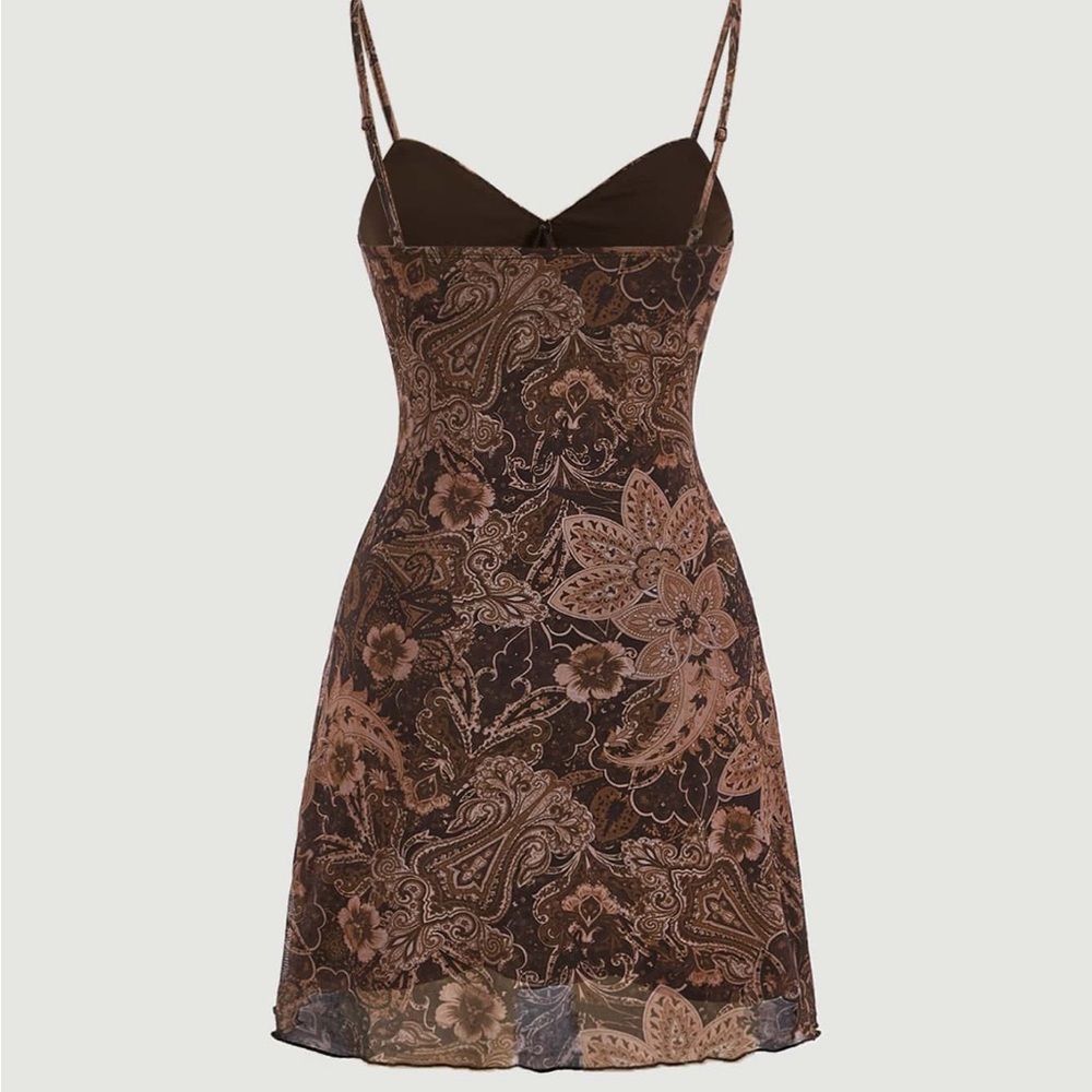 Floral Paisley Brown Dress - Picture 2 of 4
